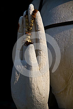 The blessing hand of Buddha sculpture