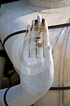 The blessing hand of Buddha sculpture