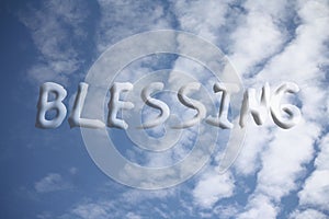 Blessing wording with blue sky