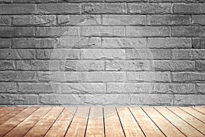 Blick brown wall background and wood shelf.