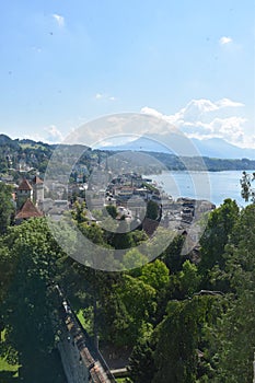 Blick ÃÂ¼ber Luzern und die Stadtmauer 1 photo