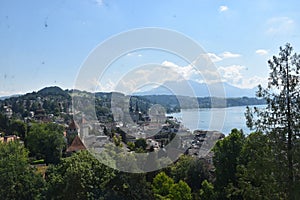 Blick Ã¼ber Luzern und die Stadtmauer