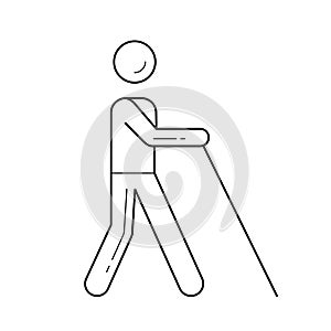 Blind cane line icon.