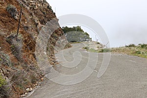 Blind curve on the Nacimiento-Fergusson Road, Big Sur, California.