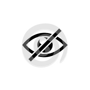 Blind, Disabled Eye, No View, Hidden visibility. Flat Vector Icon illustration. Simple black symbol on white background. Blind,