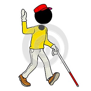 Blind handicap man walking