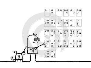 Blind man & Braille alphabet