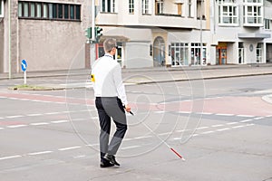 Blind Man Crossing Road photo