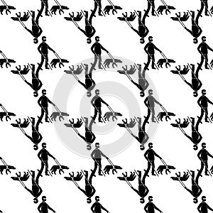 Blind man with dog pattern seamless vector
