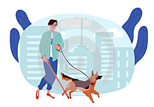 Blind man with dog vector
