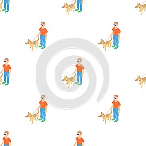 Blind man with guide dog pattern seamless vector