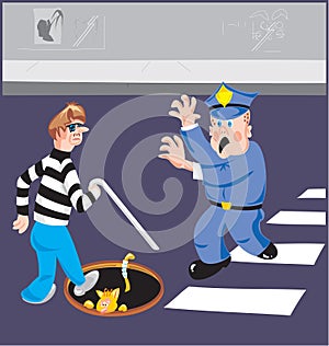 Blind man and policeman