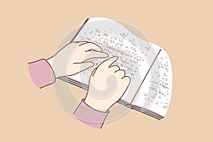 Blind people reading books concept
