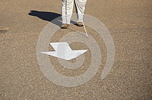 Blind Person Following an Arrow