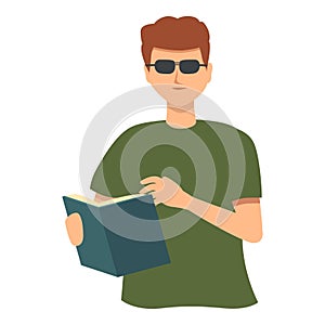 Blind person take book icon cartoon vector. Reading deaf