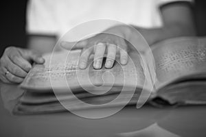 Blind reading of braile book