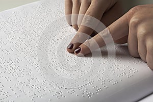 Blind reading text in braille language