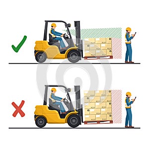 Blind spots of a forklift. Look out for forklifts. Safety in handling a fork lift truck. Security First. Accident prevention at