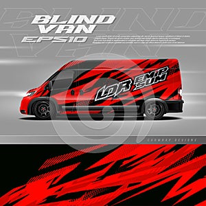 Blind van for racing car wrap design vector. Graphic abstract stripe racing background kit designs for wrap vehicle, race car,