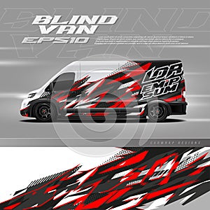 Blind van wrap decal designs. Abstract racing and sport background for racing livery or daily use car vinyl sticker.