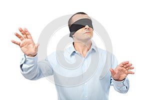 Blindfolded businessman