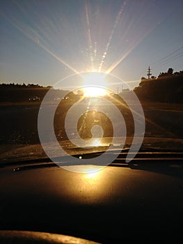 Blinding sun while driving