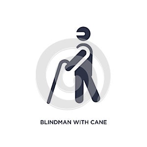 blindman with cane icon on white background. Simple element illustration from behavior concept