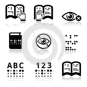 Blindness, Braille writing system icon set