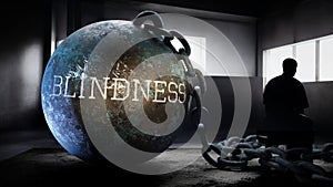 Blindness - a metaphorical view of exhausting human struggle with blindness. Taxing and strenuous fight against a heavy