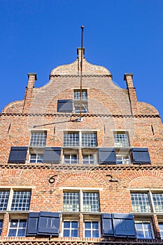 Blinds on the facade of a historic house in Deventer