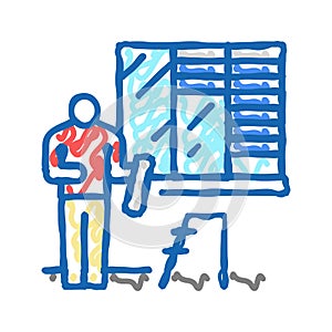 blinds fitting icon doodle illustration