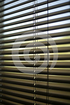 Blinds on window. Interior details. Blind background. Ribbed surface