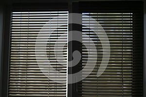 Blinds on window. Interior details. Window in room