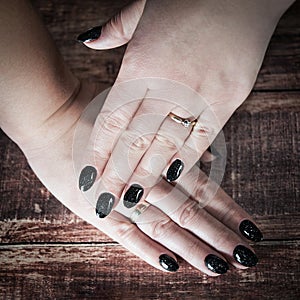 Bling Black Nails