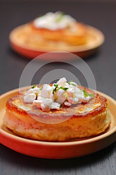 Blini with cottage cheese photo