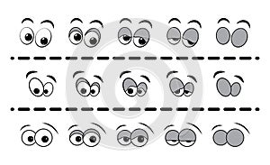 Blink eye animation step. Human cartoon face with blinking eyeball. Vector illustration on white background