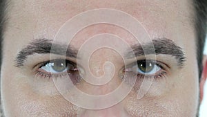 Blinking Eye of Middle Aged Man, Close Up