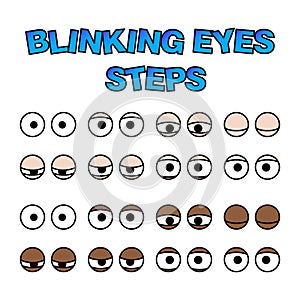 Blinking eyes steps vector preset for character animation design