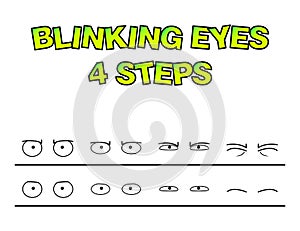 Blinking eyes steps vector preset for character animation design photo