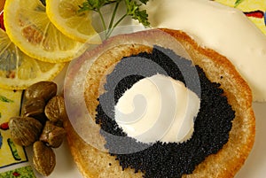 Blintz with caviar