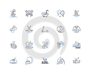 Blissful existence line icons collection. Serenity, Harmony, Euphoria, Peace, Joyfulness, Contentment, Tranquility photo