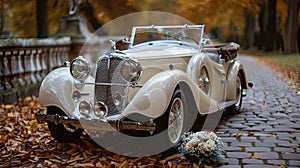 Blissful Getaway: Newlyweds Escape in a Classic Wedding Car