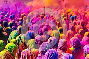 Blissful Holi Celebration Of Varieties Delineation Of Beautiful. Happy Holi Festival Of Colors Illustration Of Colorful photo