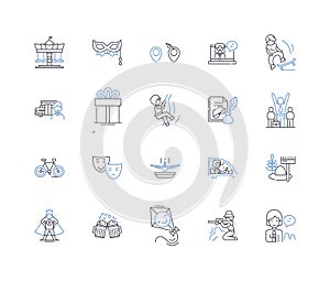 Blissful reprieve line icons collection. Serenity, Escape, Tranquility, Calm, Rejuvenation, Nostalgia, Retreat vector