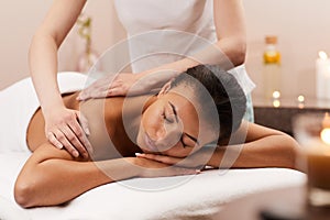 Blissful Woman Enjoying Massage
