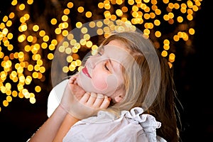 Blissful Young Girl With Starry Background