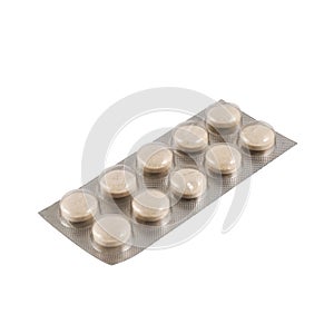 Blister bubble pack of pills isolated