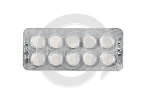 Blister bubble pack of pills isolated