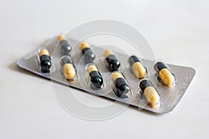 Blister pack with medical gelatin capsules