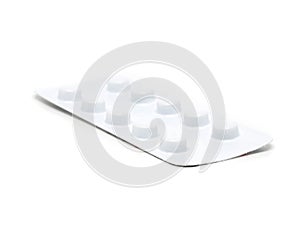 Blister pack of pills isolated on white background